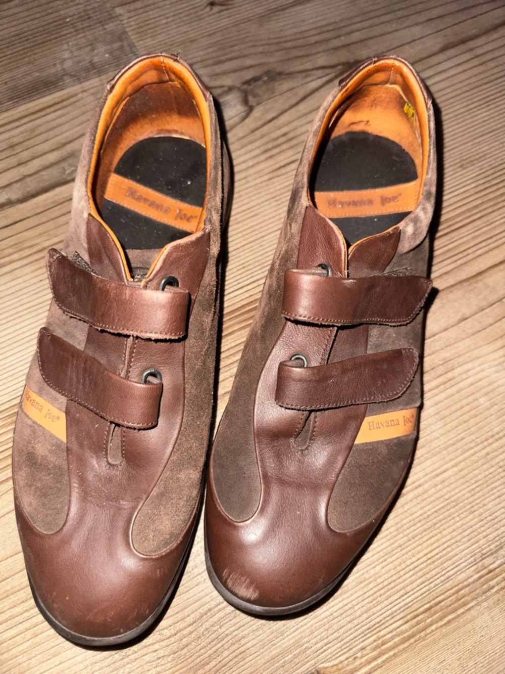 Havana Joe Men's Brown Leather & Suede Velcro Slip-On Loafers